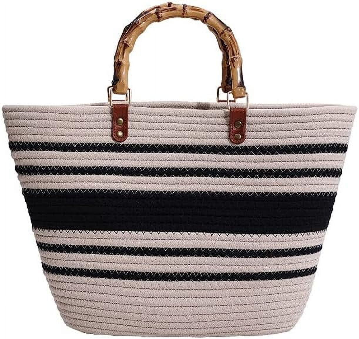 Kukuzhu Straw Bag for Women Retro Beach Bag Tote Bag Woven Rope Bamboo