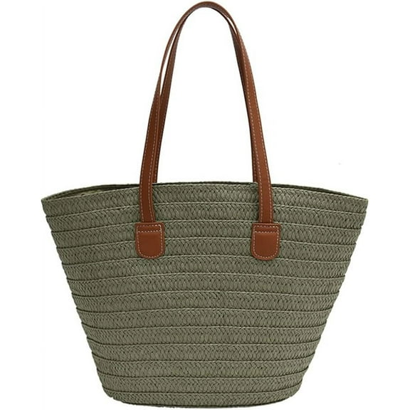 Kukuzhu Straw Bag for Women Summer Beach Bag Soft Woven Tote Bag Straw Purse Handmade Beach Bag Woven Shoulder Bag