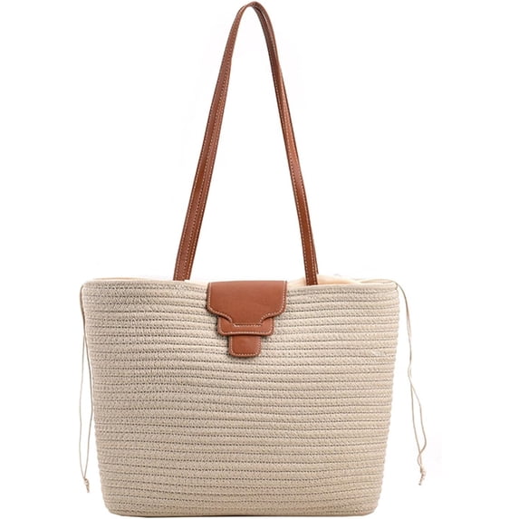 Kukuzhu Straw Bag for Women, Summer Straw Handbags and Purse Woven Shoulder Bag Beach Tote Bag for Vacation