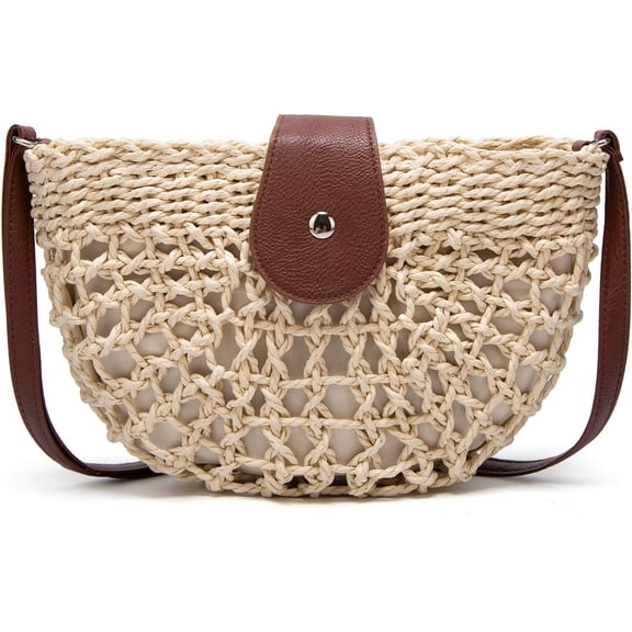 Kukuzhu Straw Bags Crossbody Purses for Women, Tassel Straw Handbag Vintage Handwoven Bag Summer Beach Bag