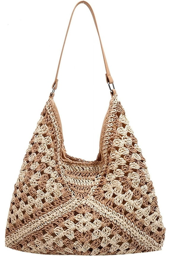Straw Bags for Women, Summer Straw Purse Crochet Beach Bag Tote Bag Aesthetic Trendy Straw Shoulder Handbags