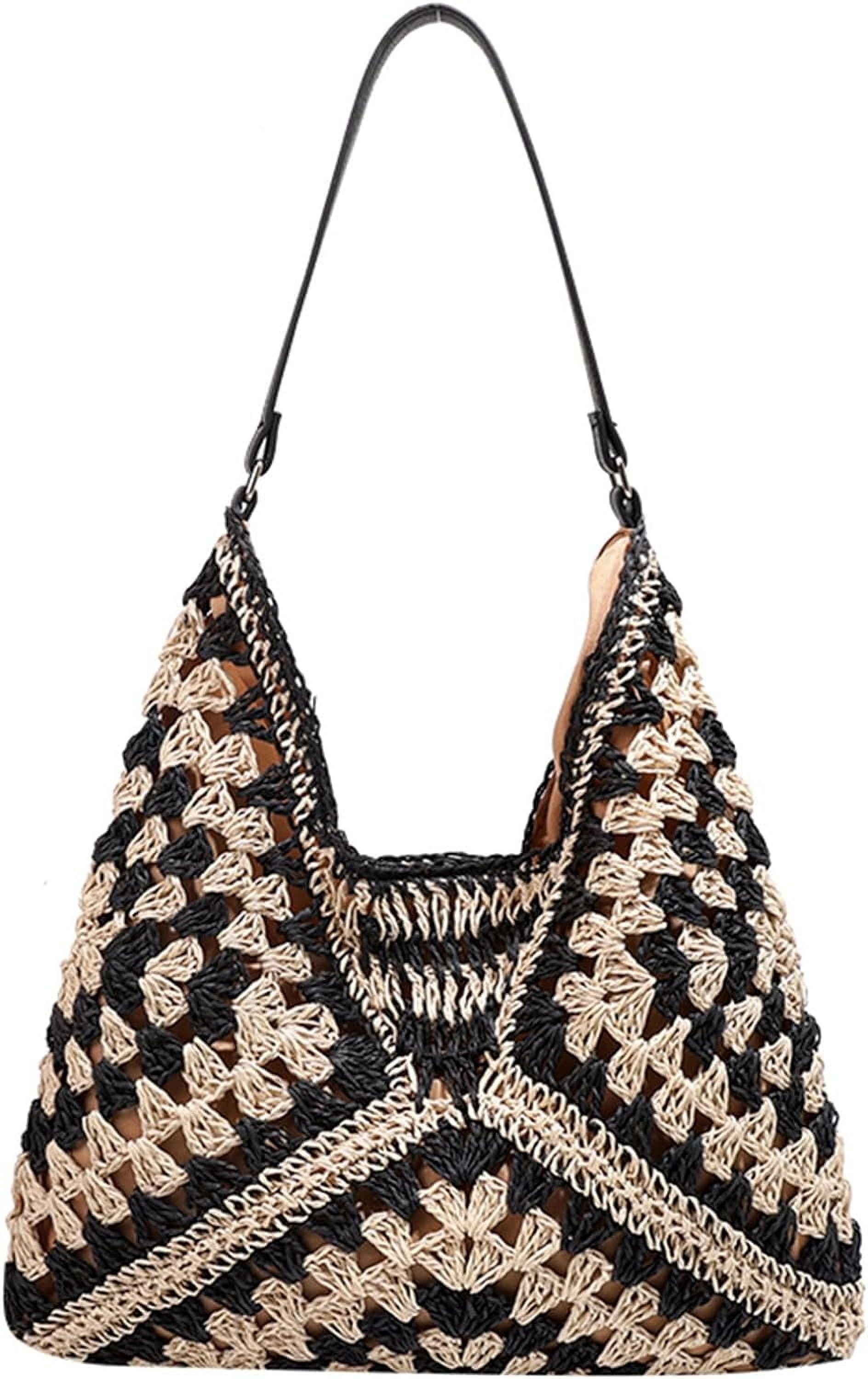 Kukuzhu Straw Bags for Women, Summer Straw Purse Crochet Beach Bag Tote Bag Aesthetic Trendy Straw Shoulder Handbags