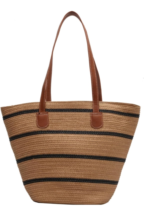 Straw Beach Bag, Summer Straw Handbags for Women TrendyStraw Purses Woven Tote Bag for Travel Vacation