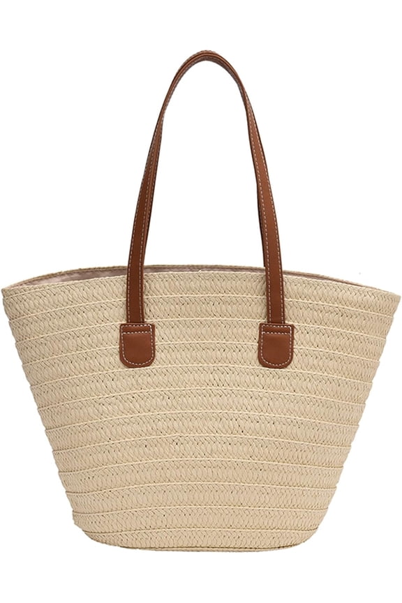 Straw Beach Bag, Summer Straw Handbags for Women TrendyStraw Purses Woven Tote Bag for Travel Vacation