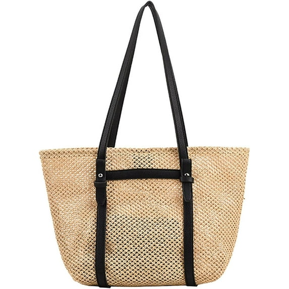 Kukuzhu Straw Beach Bag, Summer Woven Tote Bag Large Shoulder Handbag Straw Purses and Handbags for Women Vacation