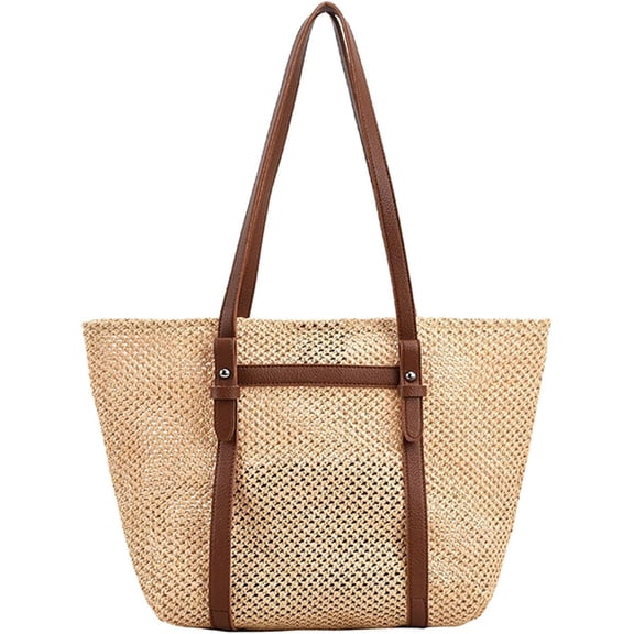 Kukuzhu Straw Beach Bag, Summer Woven Tote Bag Large Shoulder Handbag Straw Purses and Handbags for Women Vacation