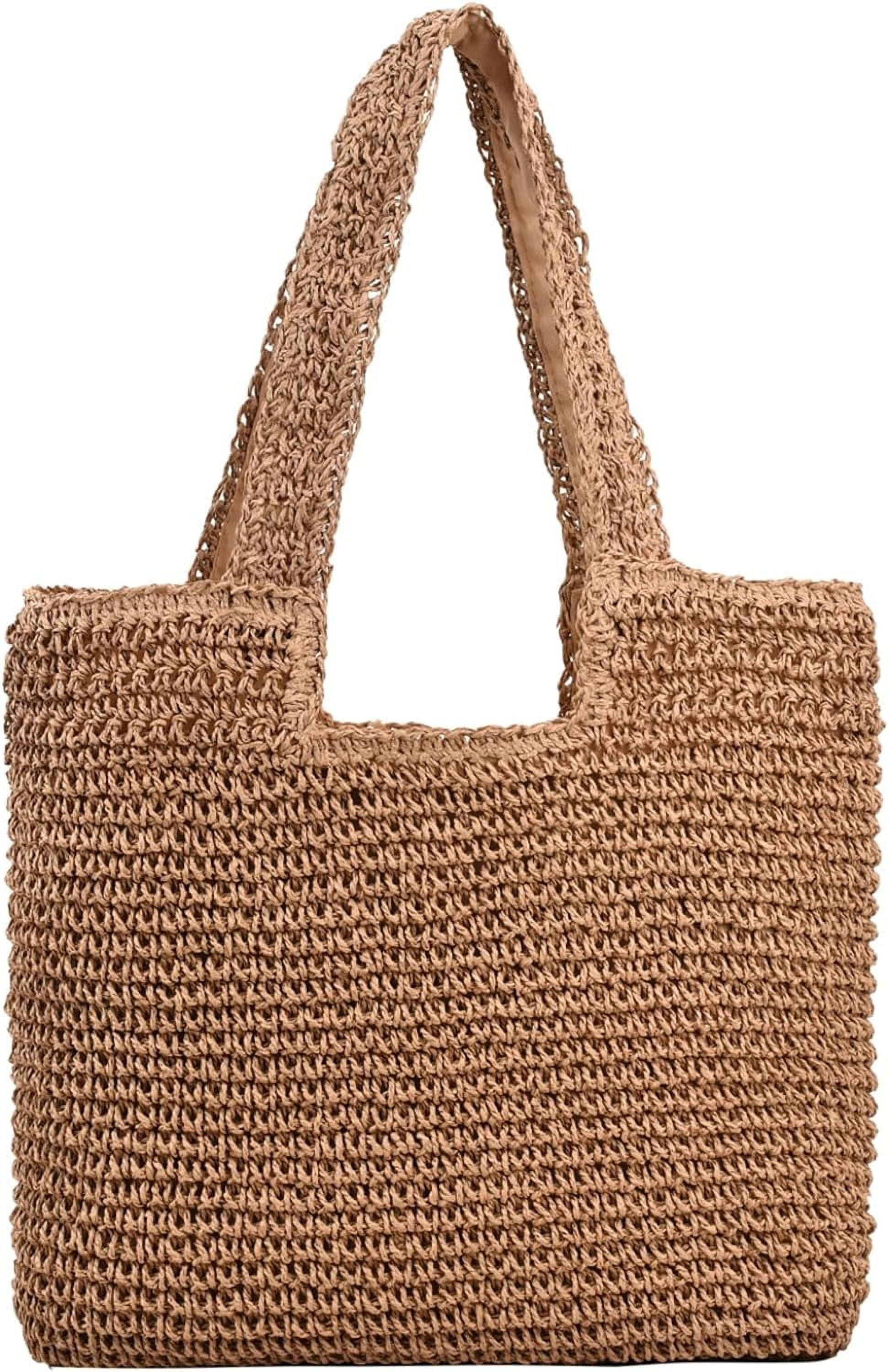 Kukuzhu Straw Beach Bag, Summer Woven Tote Bag Large Shoulder Handbag ...
