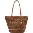 thumbnail image 1 of Kukuzhu Straw Beach Bag, Summer Woven Tote Bag with Tassels Shoulder Handbag Straw Purses and Handbags for Women, 1 of 7