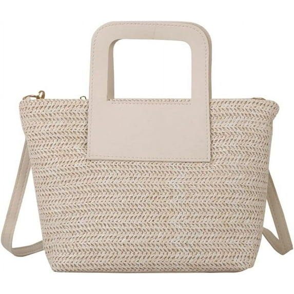 Kukuzhu Straw Beach Bag for Women Large Tote Bag Purses Summer Woven Crossbody Shoulder Bag Straw Top-handle Handbag