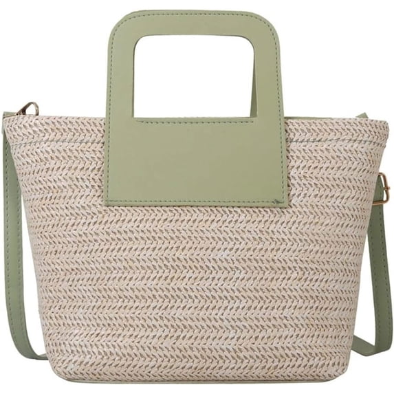 Kukuzhu Straw Beach Bag for Women Large Tote Bag Purses Summer Woven Crossbody Shoulder Bag Straw Top-handle Handbag