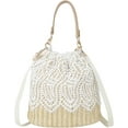 thumbnail image 1 of Kukuzhu Straw Bucket Bag for Women, Summer Straw Beach Bag Woven Bucket Bag Drawstring Purses Hobo Handbag for Vacation, 1 of 7