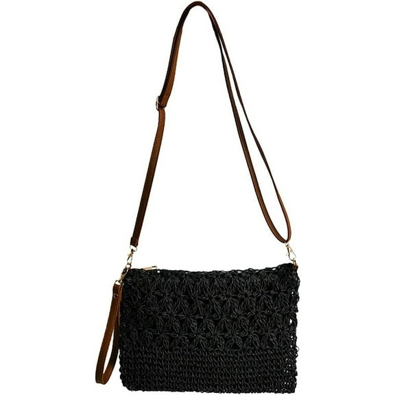 Kukuzhu Straw Clutch Purses Women Summer Beach Crossbody Bags Handwoven Straw Shoulder Bags Clutch Handbags