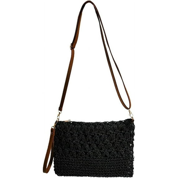 Kukuzhu Straw Clutch Purses Women Summer Beach Crossbody Bags Handwoven Straw Shoulder Bags Clutch Handbags