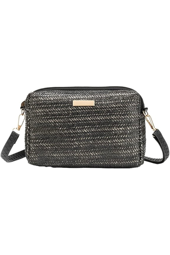 Straw Crossbody Bag for Women Stylish Straw Purse Handwoven Shoulder Bag Beach Purses with Detachable Shoulder Strap