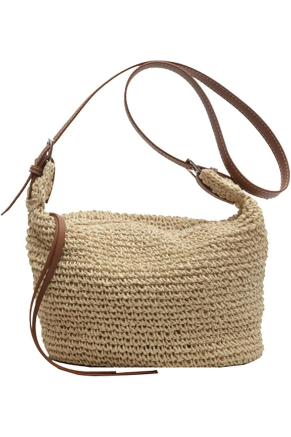 Straw Crossbody Bags for Women, Straw Beach Bag Handmade Woven Straw Purses and Handbags for Summer Vacation