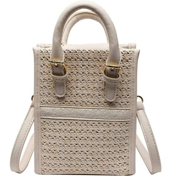 Kukuzhu Straw Crossbody Bags for Women, Summer Woven Beach Bag Straw Purses and Handbag Small Shoulder Crossbody Bags