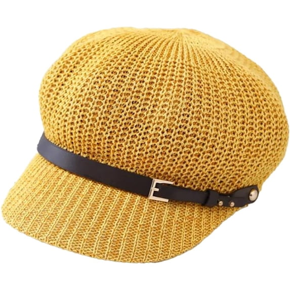 Kukuzhu Straw Newsboy Caps Newsboy Hat for Women Straw Visor Beret Cap Peaked Newsboy Cap Sunhat Summer Cap