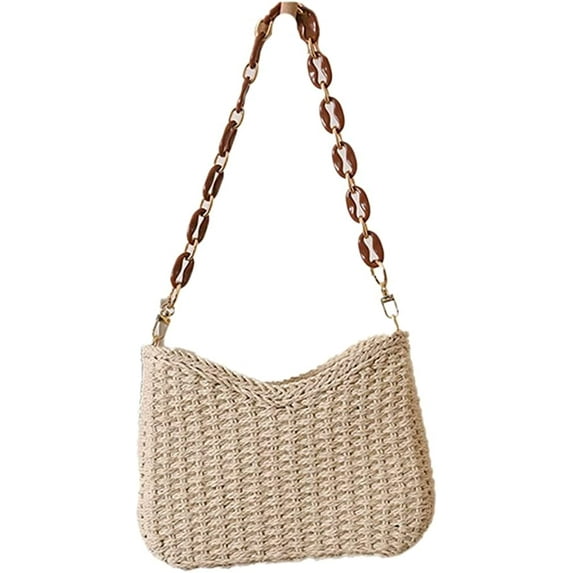 Kukuzhu Straw Purses for Women Stylish Straw Shoulder Bag Woven Tote Bag Hobo Bag for Travel Vacation Beach