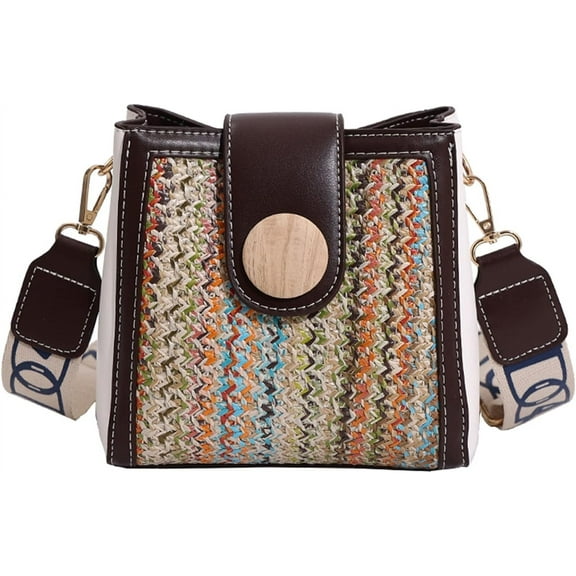 Kukuzhu Straw Purses for Women Vacation, Summer Straw Beach Bag Small Leather & Straw Crossbody Bags Hobo Bags Handbag