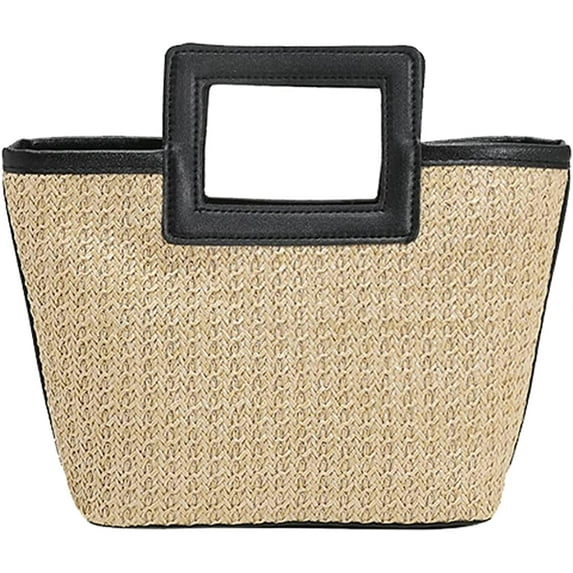 Kukuzhu Straw Small Tote Bag for Women Summer Beach Bag Woven Straw Bucket Bag Handbag for Travel Vacation