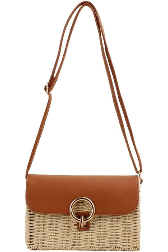 Straw Tote Bag Purse for Women Handwoven Shoulder Bag Handbag Lock Buckle Crossbody Bag Casual Woven Straw Bag for Beach