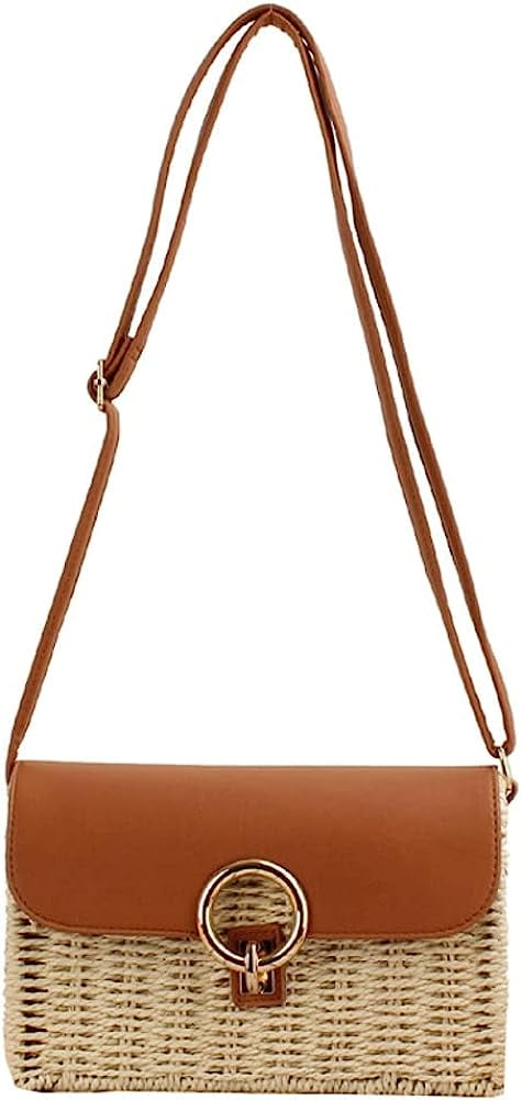Kukuzhu Straw Tote Bag Purse for Women Handwoven Shoulder Bag Handbag Lock Buckle Crossbody Bag Casual Woven Straw Bag for Beach Walmart