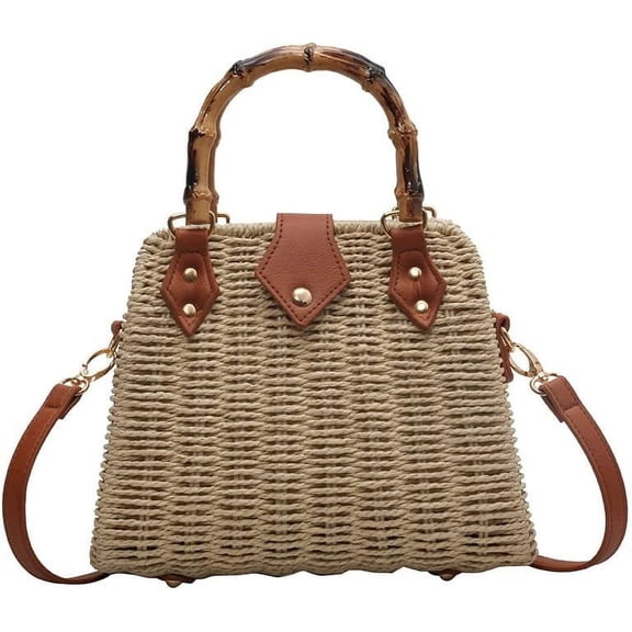 Kukuzhu Straw Tote Bag Purses for Women Large Handbag Casual Crossbody Bag Satchel Bag Beach Bag for Travel Work