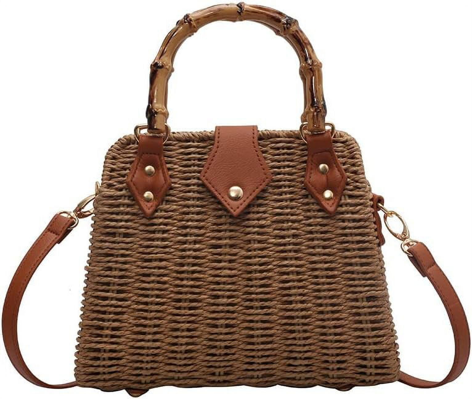 Kukuzhu Straw Tote Bag Purses for Women Large Handbag Casual Crossbody Bag Satchel Bag Beach Bag for Travel Work