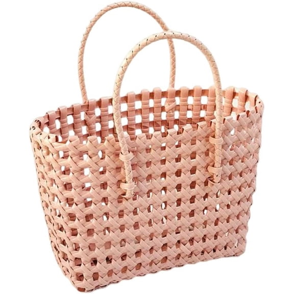 Kukuzhu Straw Tote Bag Simply Hollow Woven Bohemian Handbag Large Beach Shopping Basket Bag