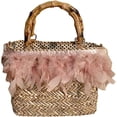 thumbnail image 1 of Kukuzhu Straw Tote Bag for Women Feather Woven Shoulder Bag Hobo Bag Casual Satchel Handbag Designer Purse Beach Straw Bag 2023, 1 of 5