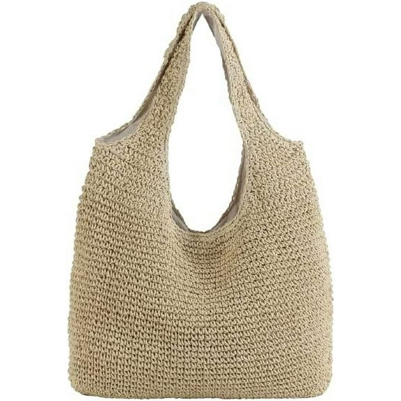 Kukuzhu Straw Tote Bag for Women Large Hobo Purses Handmade Shoulder Bag Casual Handbag Summer Tote Bag Beach Straw Bag for Women