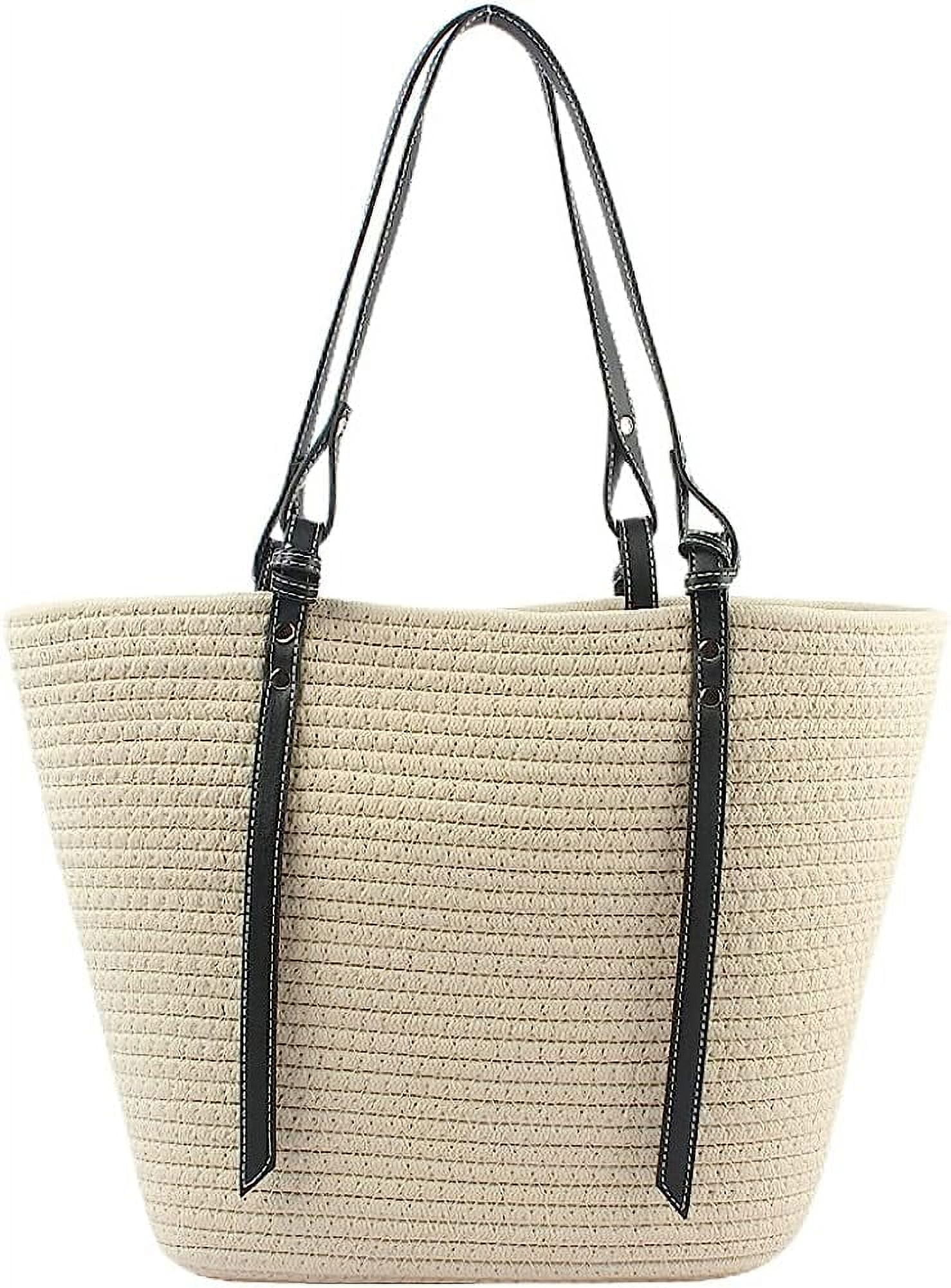 Kukuzhu Straw Tote Bag for Women Large Shoulder Bag Handwoven Handbag Purses Womens Summer Straw Beach Bag