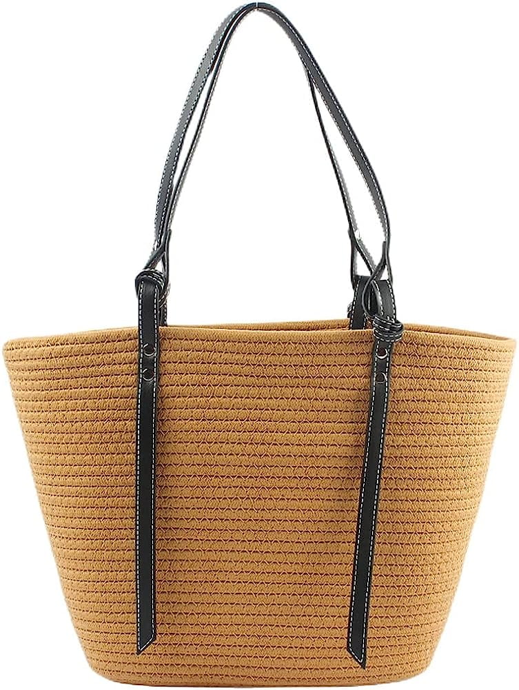 Kukuzhu Straw Tote Bag for Women Large Shoulder Bag Handwoven Handbag Purses Womens Summer Straw Beach Bag