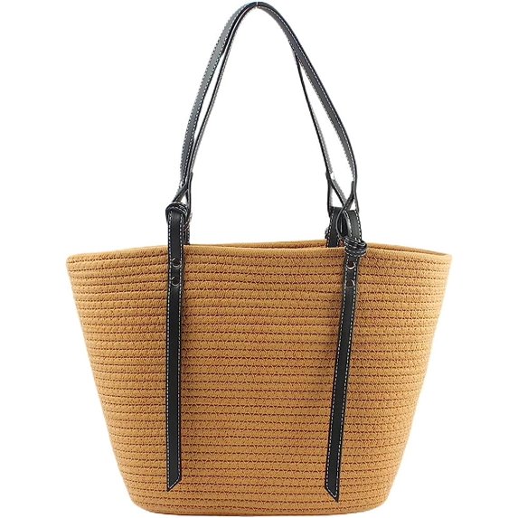 Kukuzhu Straw Tote Bag for Women Large Shoulder Bag Handwoven Handbag Purses Womens Summer Straw Beach Bag