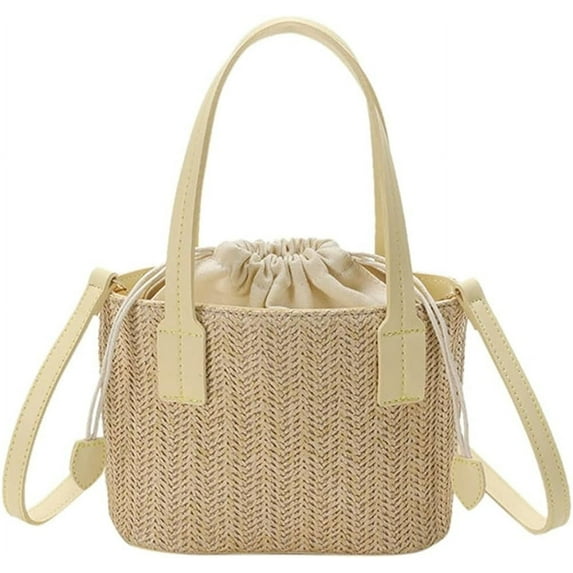 Kukuzhu Straw Tote Bag for Women Small Satchel Handbag Crossbody Bag Summer Tote Handmade Shoulder Handbag Top Handle Bag