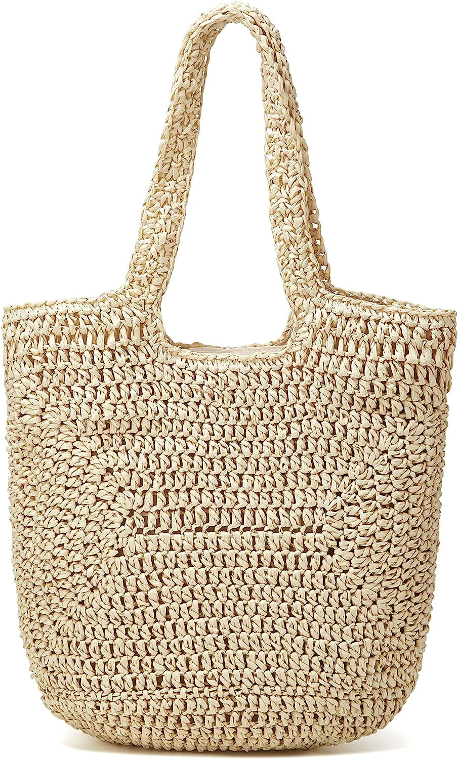 Kukuzhu Straw Tote Bag for Women Woven Beach Handbag Handmade Crochet Casual Straw Shoulder Bags Summer Bohemian Hobo Bags