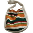 thumbnail image 1 of Kukuzhu Striped Crocheted Shoulder Bag for Women Colorful Woven Crossbody Hobo Knitted Tote Bag Tote Cute Purse, 1 of 6