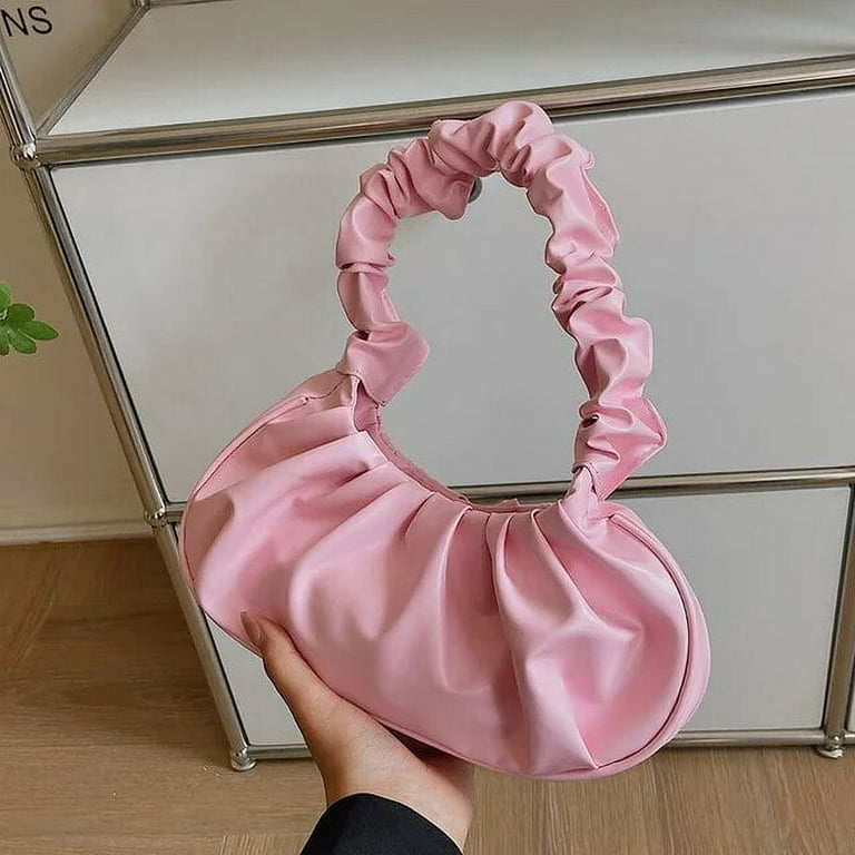 Kukuzhu Stylish Women Cloud Pleated Shoulder Bag Ladies Solid Color Leisure PU Leather Underarm Bag Fashion Female Small Vintage Handbag Walmart