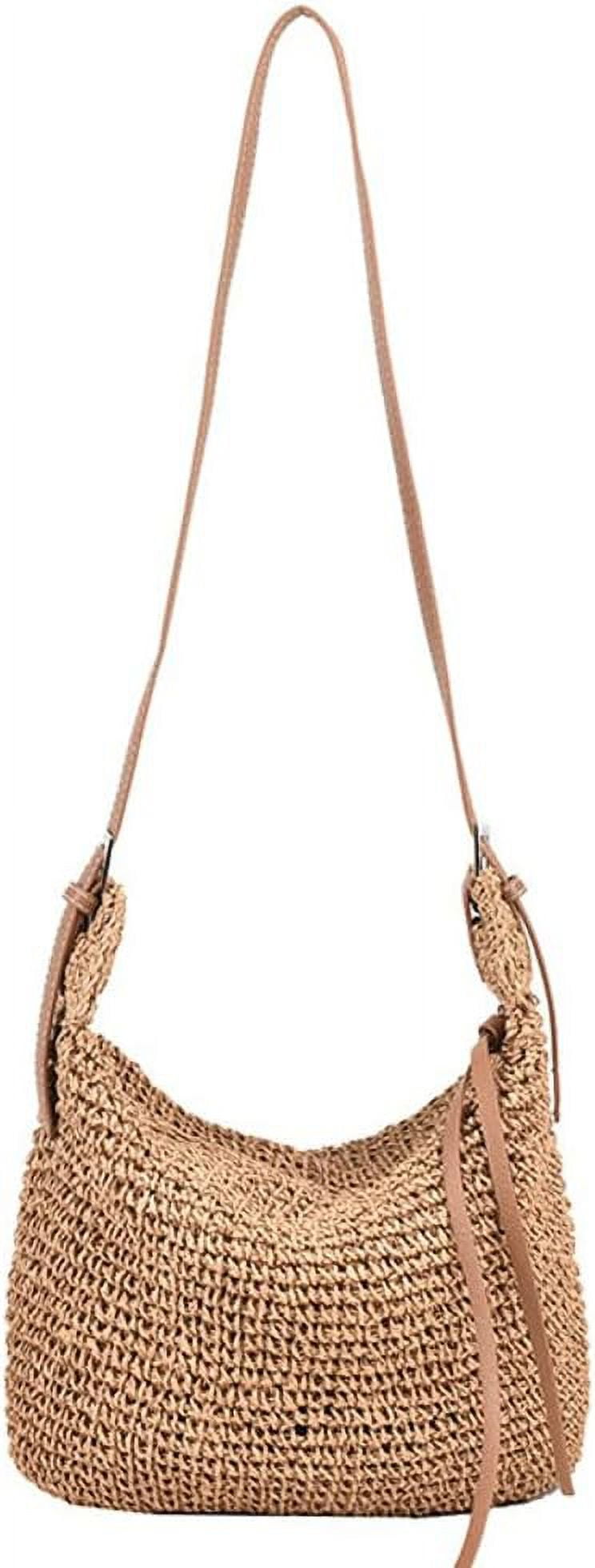 Kukuzhu Summer Beach Bag, Women Handmade Woven Straw Shoulder Bag ...