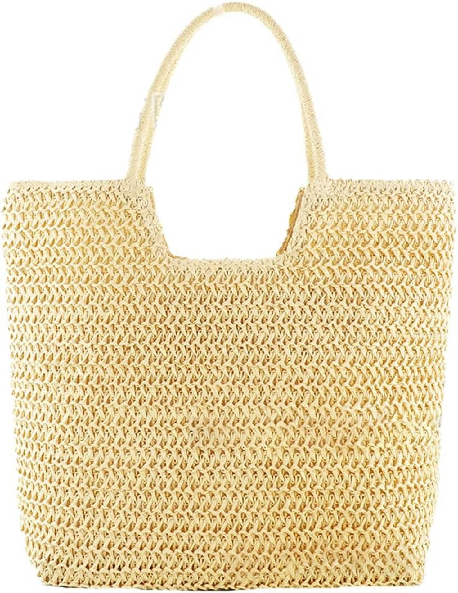 Kukuzhu Summer Beach Bag, Women Handmade Woven Straw Shoulder Bag ...