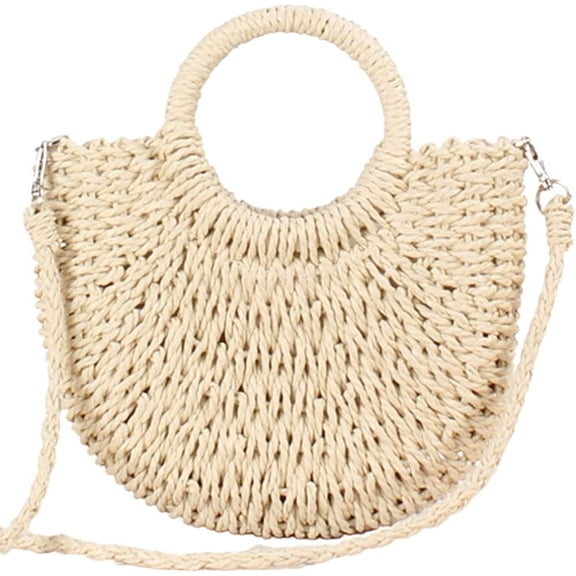 Kukuzhu Summer Beach Small Crossbody Bag Women Straw Tote Purse Top Handle Handbag for Travel Vocation
