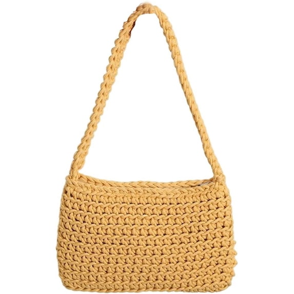 Kukuzhu Summer Hand-Woven Beach Straw Bag Tote Bag Women Fashion Small Travel Holiday Shoulder Bag Purse