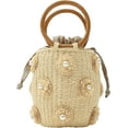 thumbnail image 1 of Kukuzhu Summer Straw Bag for Women Pearl Flower Bucket Tote Bag Diamond Handbag Hand Woven Rattan Shell Purse Drawstring, 1 of 7