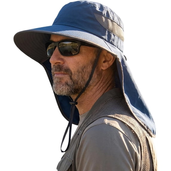 Kukuzhu Sun Hat for Women Men Fishing Hiking Gardening, Wide Brim Hat UPF 50+ UV Protection with Neck Flap Safari Hat