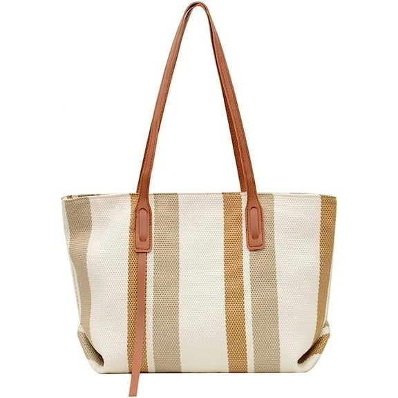 Kukuzhu Tote Bag Hobo Bag for Women Large Shoulder Bag Handbag Casual Satchel Chic Stripe Tote Bag for Beach Travel Work
