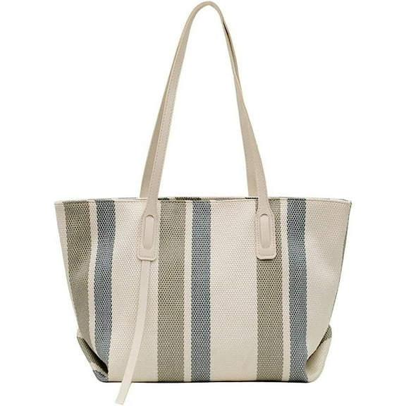 Kukuzhu Tote Bag Hobo Bag for Women Large Shoulder Bag Handbag Casual Satchel Chic Stripe Tote Bag for Beach Travel Work