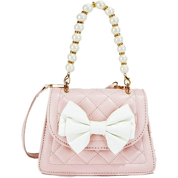 Kukuzhu Tote Bag Purse for Women Elegant Evening Bag Pearl Bow Crossbody Bag Small Clutch Shoulder Bag Leather Tote Bag Satchel