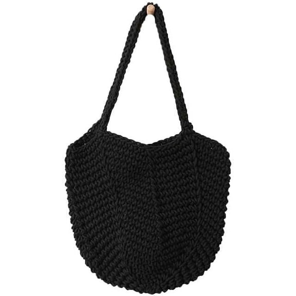 Kukuzhu Tote Bag for Women Handmade Crochet Shoulder Bag Casual Woven Handbag Hobo Bag for Work Travel School