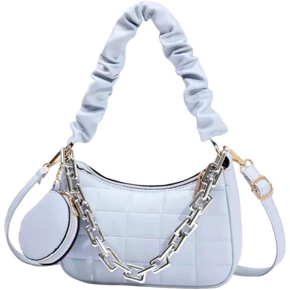 Kukuzhu Tote Bag for Women Small PU Leather Shoulder Bag Fashion Casual Cream Bag Purse