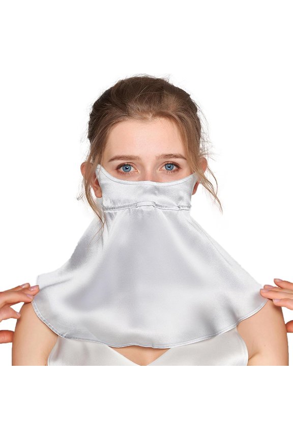 UPF 50+ Pure Silk Face Cover UV Protection Sunscreen Sun Protection Face Mask Reusable Sport Face Scarf Mask for Women